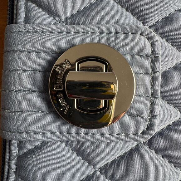 Vera Bradley Quilted Gray Wallet with silver colored turn lock - Picture 3 of 6